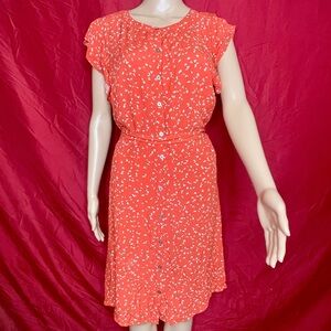 Loft Retro Button Front Belted Shirt Dress Size 14